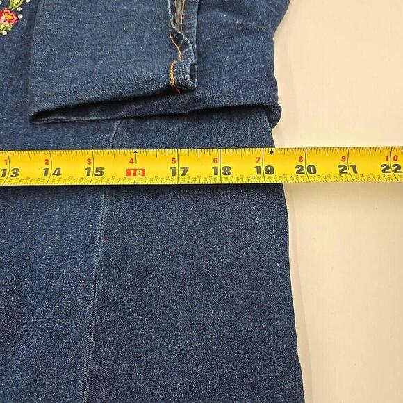 Suzanne Somers Collection Embroidered Floral Rhinestone Jean Jacket Size M - Picture 7 of 12